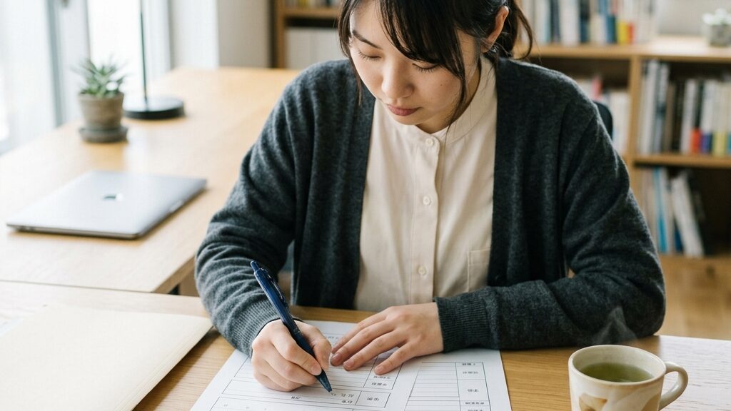 申込書類を記入するイメージ