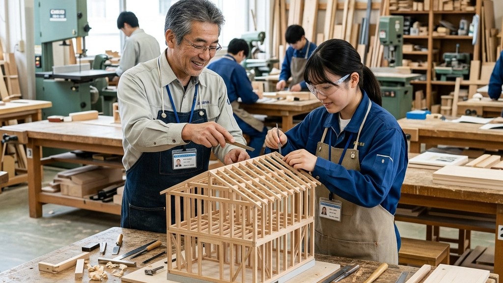 鳥取県の住宅リフォーム訓練・木造建築模型作り